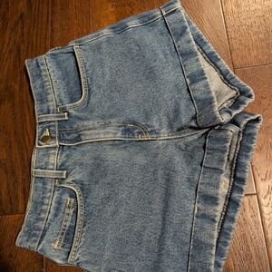 American Apparel High Waist Denim Shorts - Blue